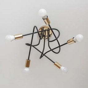 Lampadario a plafone OXFORD 5xE27/15W/230V oro/nero