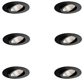 Set di 6 faretti da incasso neri 6,8 cm con LED 750 lm dimmerabili IP23 - Gaius
