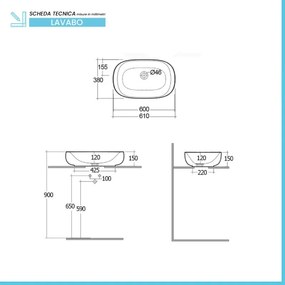 Lavabo ovale 60 cm d'appoggio bianco in ceramica Rak Illusion