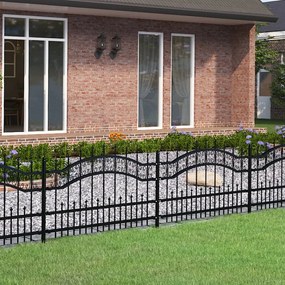 Recinzione Da Giardino Con Punta A Lancia Nera 115cm Acciaio /