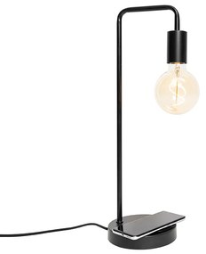 Lampada da tavolo moderna nera con ricarica wireless - Facil