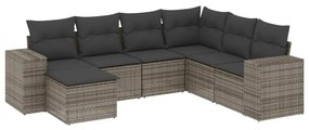 Set Divani da Giardino 7 pz con Cuscini Grigio in Polyrattan