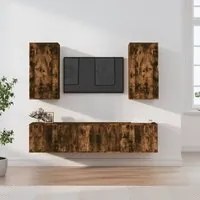 Set di Mobili Porta TV 5 pz Rovere Fumo in Legno Multistrato 3188683