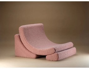 Poltrona per bambini rosa con rivestimento in bouclé Moon – Wigiwama