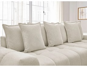 Divano angolare bianco allungabile e con contenitore (penisola a destra/chaise lounge) con rivestimento in ciniglia Everest – Bobochic Paris