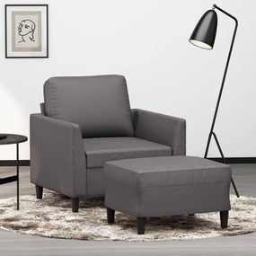 Poltrona Con Poggiapiedi Grigio 60 Cm İn Similpelle /