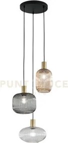 Lampadario a sospensione egadi nero ,smoke e ambra e trasparente in...