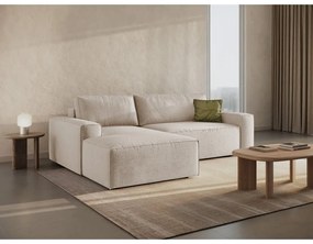 Divano letto in tessuto bouclé beige (angolo sinistro) Jodie - Micadoni Home