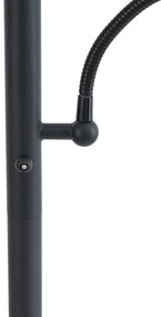 Lampada da terra classica nera con paralume nero e luce di lettura - Retro