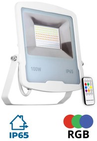 Faro proiettore LED RGB 100W IP65 con Telecomando - Bianco Colore RGB