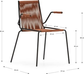 Sedie da pranzo in set color terracotta in metallo con braccioli/impilabili 2 pz Emily – Marckeric