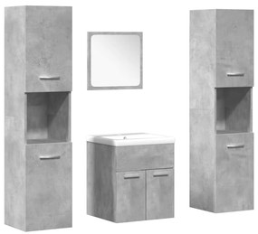 Set mobili da bagno 5 pz grigio cemento in legno multistrato