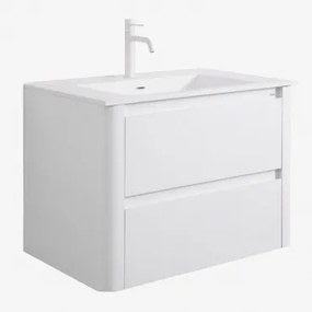 Set Mobili Da Bagno In Legno Con Lavabo Integrato E Specchio Egerton Bianco & Sin Espejo & Bianco ↑20 Cm - Sklum