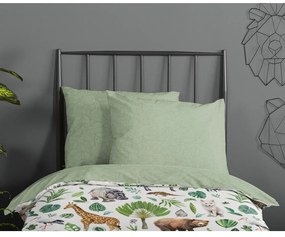 Set copripiumino e federa da bambini verde in cotone per letto singolo 140x200 cm Samba – Good Morning