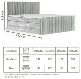 Letto boxspring blu con contenitore 140x200 cm Bergamo – Maison de Rêve