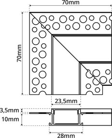Angolo Giunzione 90° per Profilo da Cartongesso per Doppia Striscia