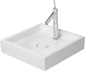 Lavabo 47x47 da appoggio soprapiano monoforo senza troppopieno tappo in ceramcica bianco Starck 1 0387470027 Duravit