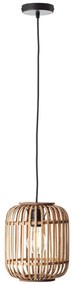 Lampadario Moderno Woodrow nero paralume marrone E27 Ø21cm BRILLIANT