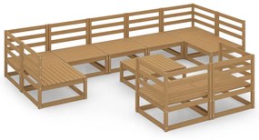 Set Divani da Giardino 10 pz in Legno Massello di Pino