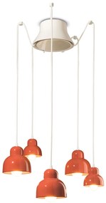 Ferroluce Decò Berimbau - 5-light suspension lamp C2605 Arancio Pokè