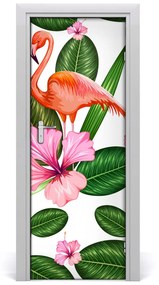 Sticker porta Flamingos e fiori 75x205 cm