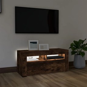 Mobile porta tv con luci led rovere fumo 90x35x40 cm