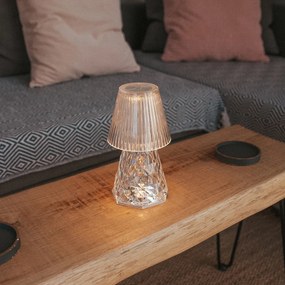 Lampada da tavolo in vetro trasparente con LED ricaricabile IP44 - Lola 20 Lux