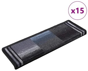 Tappetini Autoadesivi Per Scale 15 Pz 65x21x4 Cm Neri E Grigi /