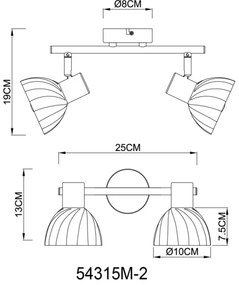 Globo 54315M-2 - Faretto ZACHERY 2xE14/40W/230V oro