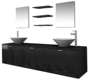 Set mobili da bagno 10 pz con lavabo e rubinetto nero