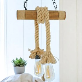 Lampadario a sospensione con catena KOS 2xE27/60W/230V faggio