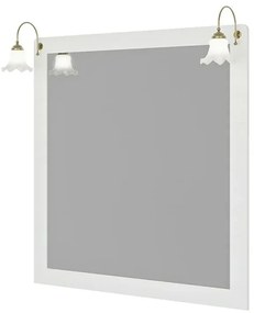 Mobile bagno a terra 115 cm bianco decape con cassetti specchio e lampade Romantica