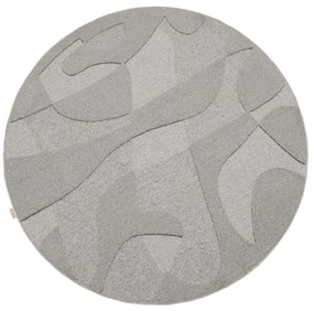 Tappeto rotondo in lana grigia ø 120 cm Morphic Botanica - Agnella