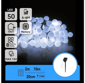Aigostar - LED Solare catena decorativa 50xLED/8 funzioni 12m IP65 bianco freddo