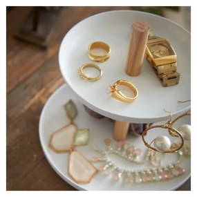 Supporto bianco con 2 vaschette e dettagli in faggio Tosca - YAMAZAKI