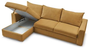 Divano angolare giallo allungabile (con composizione variabile) con rivestimento in velluto a coste Augustin – Bobochic Paris