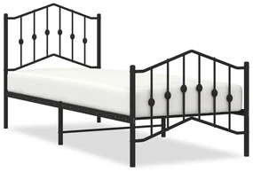 Giroletto con testiera e pediera metallo nero 80x200 cm