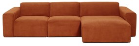 Divano angolare in velluto a coste arancione (angolo destro) Sting - Scandic