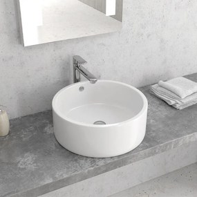 New Line O2 Lavabo Tondo 42,5 Cm Da Appoggio In Porcellana Bianco