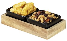 Set di 2 ciotole da portata in ceramica nera con vassoio Elo - Wenko