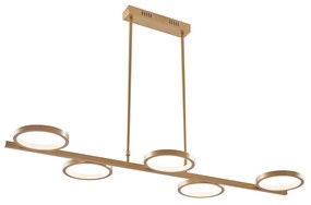 Lampada a sospensione moderna incl. LED dimmerabile a 3 livelli oro 5 luci - Vivé