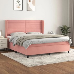 Giroletto A Molle Con Materasso Rosa 160x200 Cm İn Velluto /