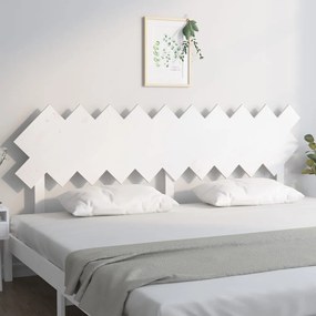 Testiera per letto bianca 196x3x80,5 cm legno massello di pino