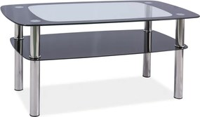 Tavolino Rava C in vetro temperato e metallo cromato – 100x60x55 cm