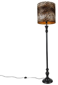Lampada da terra nera con paralume leopardato 40 cm - Classico