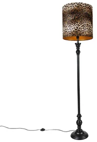 Lampada da terra nera paralume leopardato 40 cm - CLASSICO