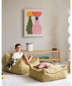 Pouf a sacco per bambini verde con rivestimento in bouclé Chair – Wigiwama