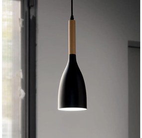 Ideal Lux - Lampadario a sospensione con cavo MANHATTAN 1xE14/40W/230V Ø 11 cm nero/faggio