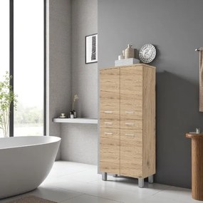 Colonna multiuso doppia GAIA con 4 ante e 2 cassetti Quercia Natura