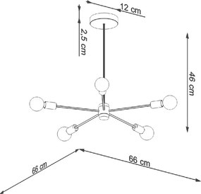 Plafoniera nera 66x66 cm Benedett – Sollux